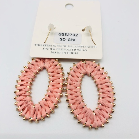Pink and Gold Boho Statement Earrings - Picture 4 of 4